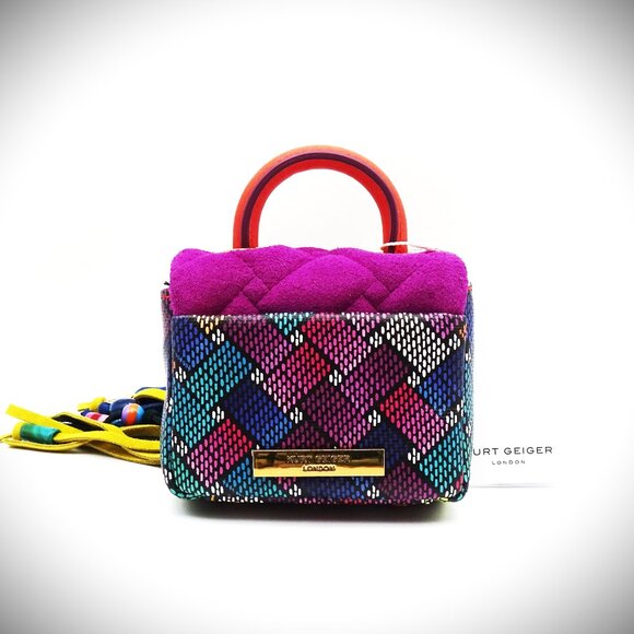 KURT GEIGER LONDON Handle Micro Kensington Suede Fringe Crossbody Bag - Picture 3 of 8